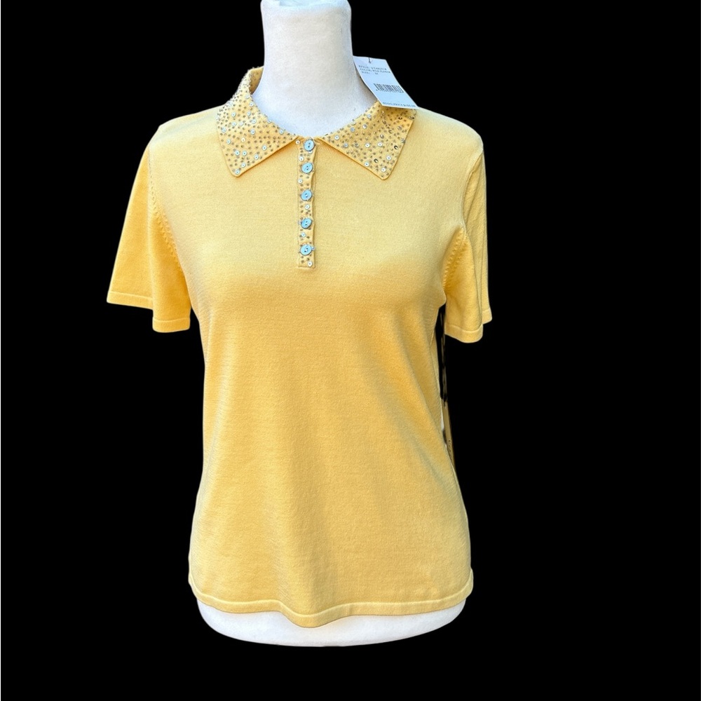 Vertigo Paris Top Sweater Sequined Yellow NEW NWT